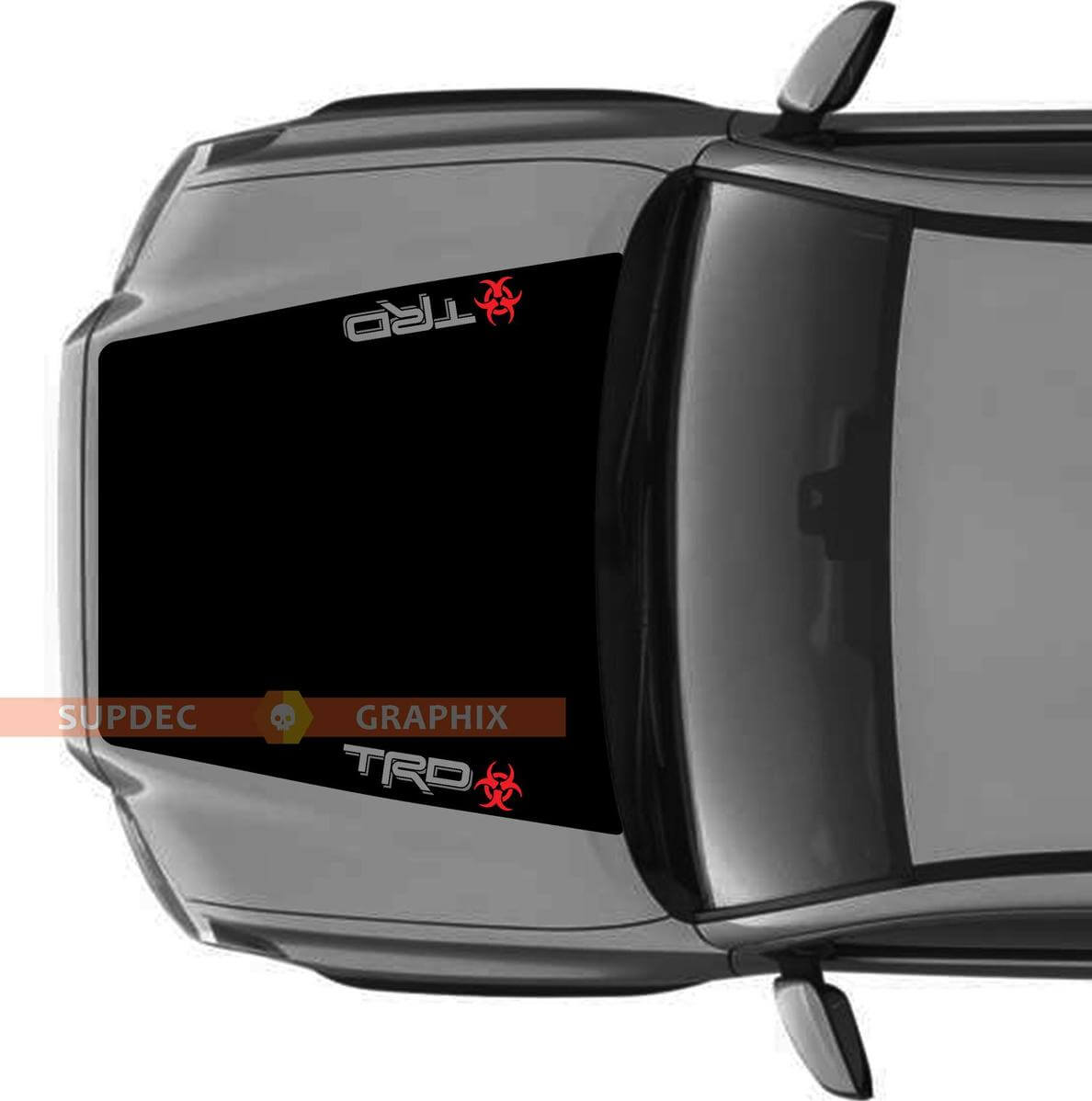 Très énorme TRD 4x4 PRO Sport Off Road PAS DE SCOOP ! Autocollants en vinyle pour capot Biohazard adaptés aux modèles Toyota Tacoma 2016 - 2021
