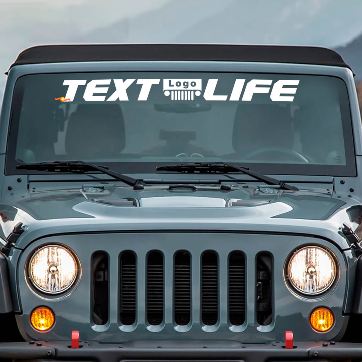 Autocollant vinyle personnalisé Texte Life Bannière pare-brise pour Jeep Wrangler