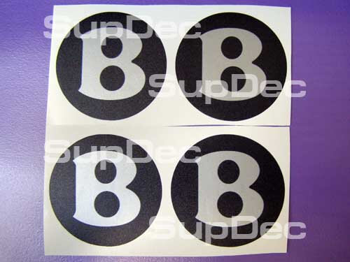 Autocollants de cache-centrale de roue style Bentley Noir Argent Set de 4