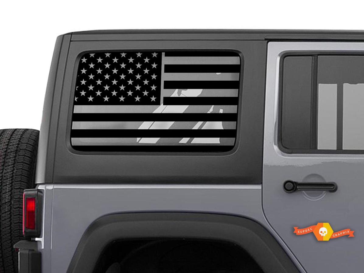 Autocollant vinyle drapeau américain pour vitre latérale de toit rigide Jeep Wrangler