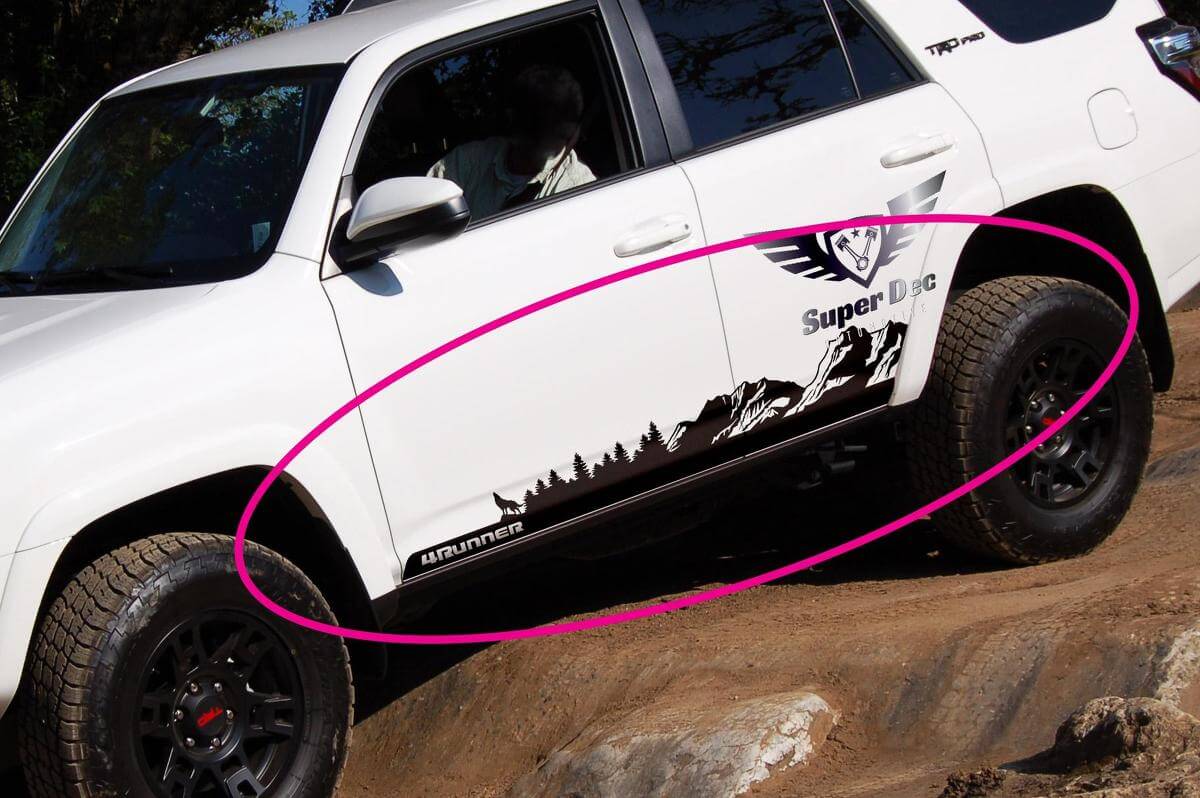 Autocollant en vinyle côté Montagnes Arbres et Loup pour Toyota 4Runner