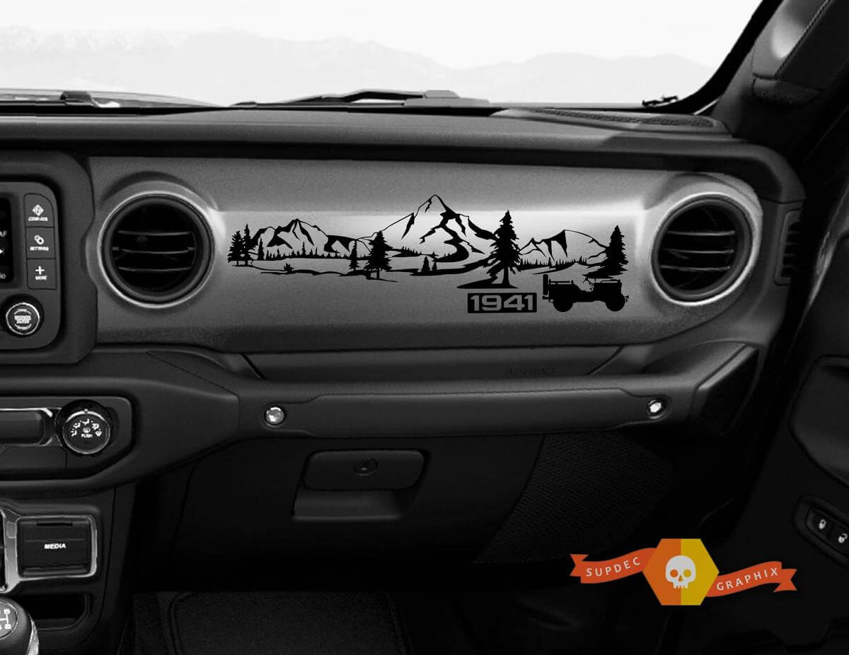 Autocollant en vinyle pour tableau de bord Willys Mountain Forest 1941 pour Jeep Gladiator JT