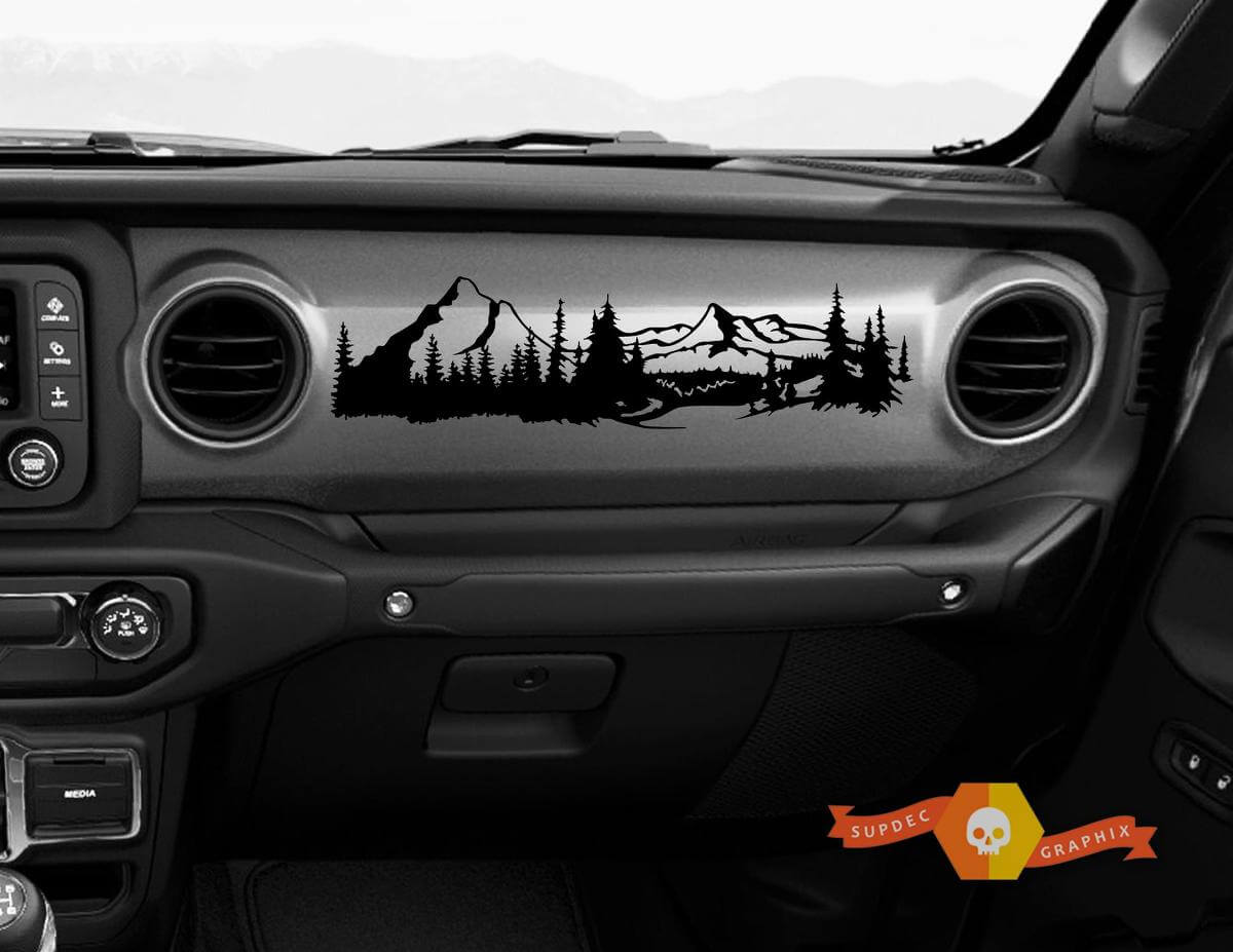 Autocollant en vinyle pour tableau de bord Mountain Forest pour Jeep Gladiator JT