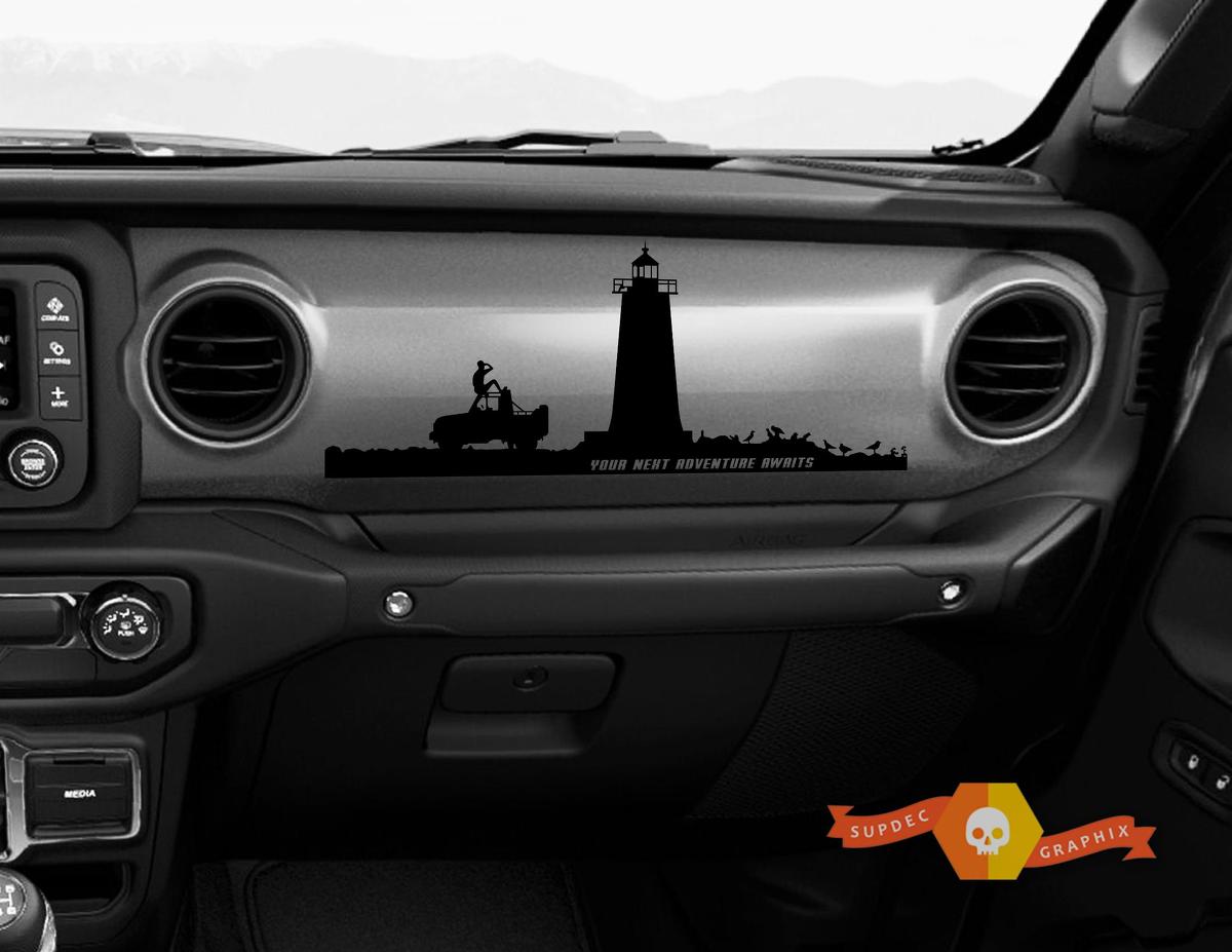 Jeep JT Rubicon Gladiator Dashboard votre prochaine aventure vous attend phare Willys avec Scene Vinyl Sticker Decal
