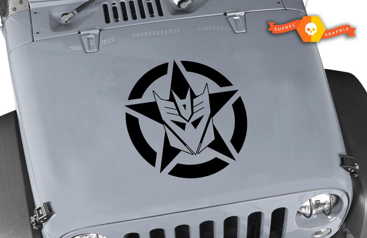 Jeep Wrangler Decepticon Oscar Mike militaire étoile vinyle capot autocollant autocollant 22 
