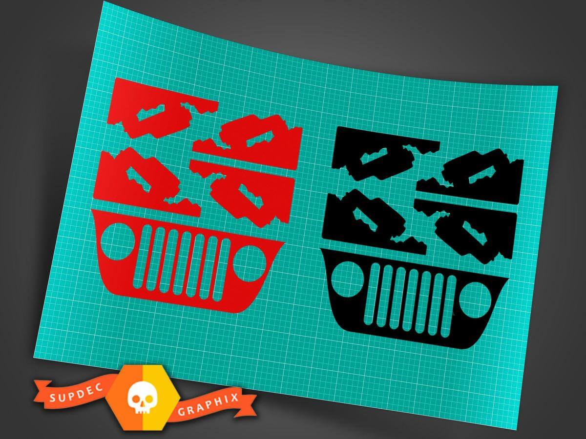 Autocollant en vinyle pour pare-brise avec motif grille Rock Climber pour Jeep Wrangler avant 2011