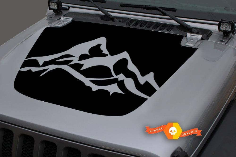 Autocollant Vinyle Décoratif Capot Montagnes 2 pour Jeep Gladiator JT Wrangler JL JLU