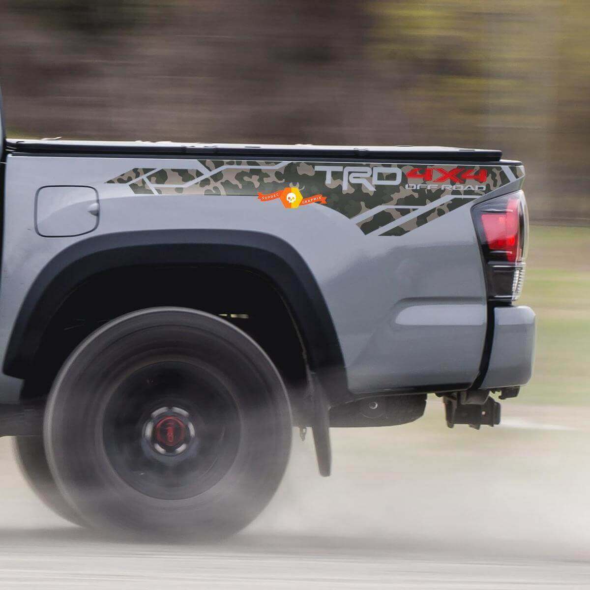Autocollant vinyle camouflage style tout-terrain TRD 4x4 pour bas de caisse Toyota Tacoma 2013-2020