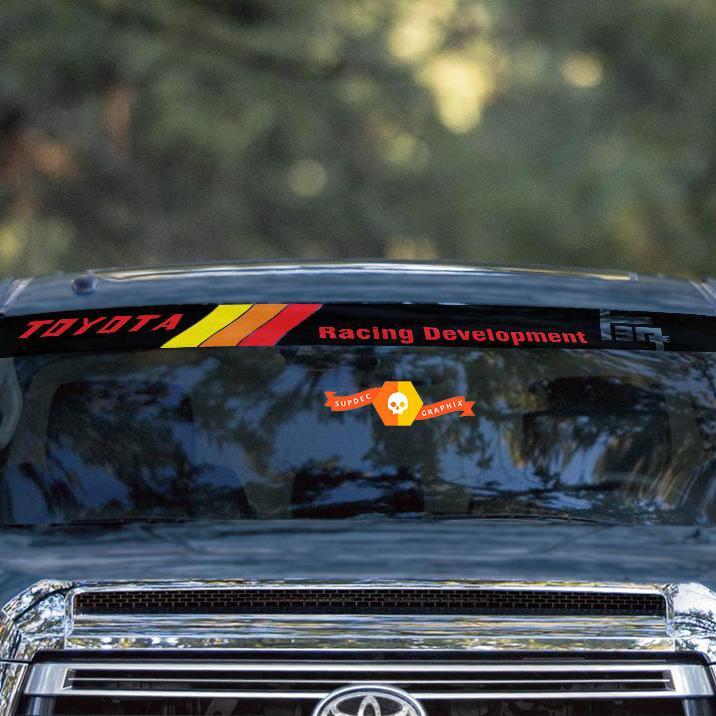 Toyota TRD TEQ Racing Development Vintage Old Style logo Pare-Brise Autocollant Decal Sun Strip Visor Pare-Brise Bannière pour Tacoma Tundra
