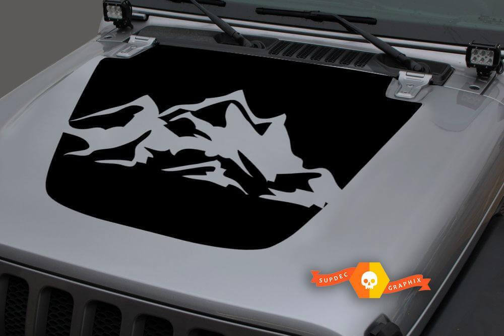 Autocollant en vinyle grand motif chaîne de montagnes pour Jeep Gladiator & Wrangler