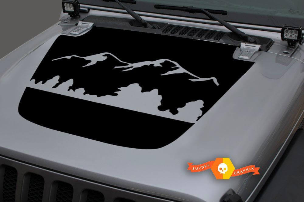Autocollant en vinyle capot Forêt de montagne pour Jeep Gladiator JT Wrangler JL JLU