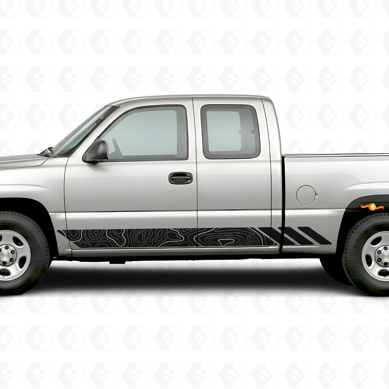 Bandes Vinyles Topographiques pour Portières et Bas de Caisses Chevrolet Silverado 1500 GMT800 1999-2007