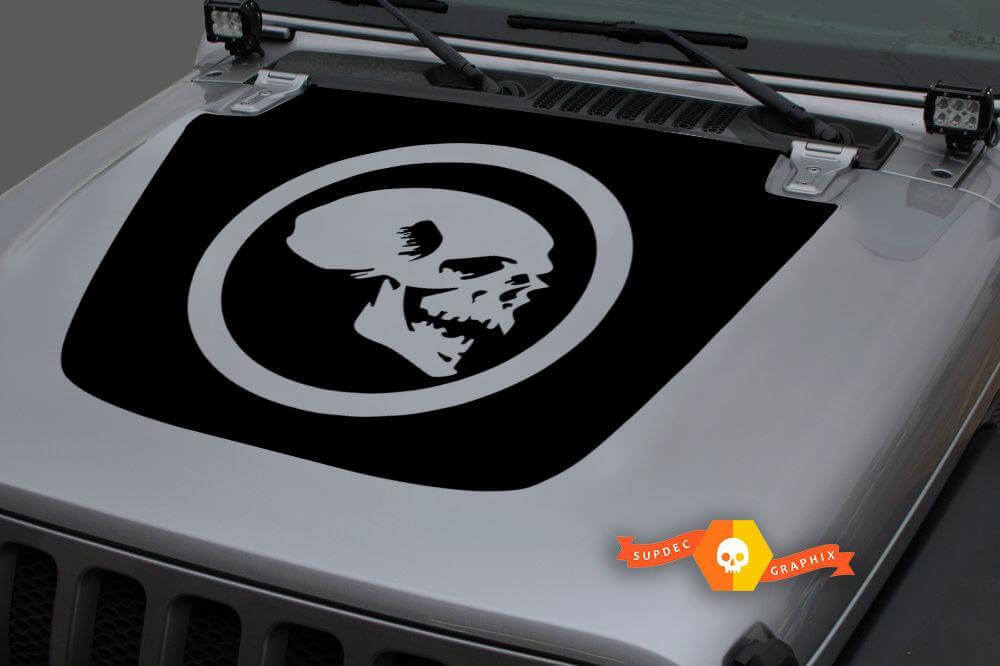 Autocollant Vinyle Crâne dans Cercle pour Capot Jeep Gladiator et Wrangler