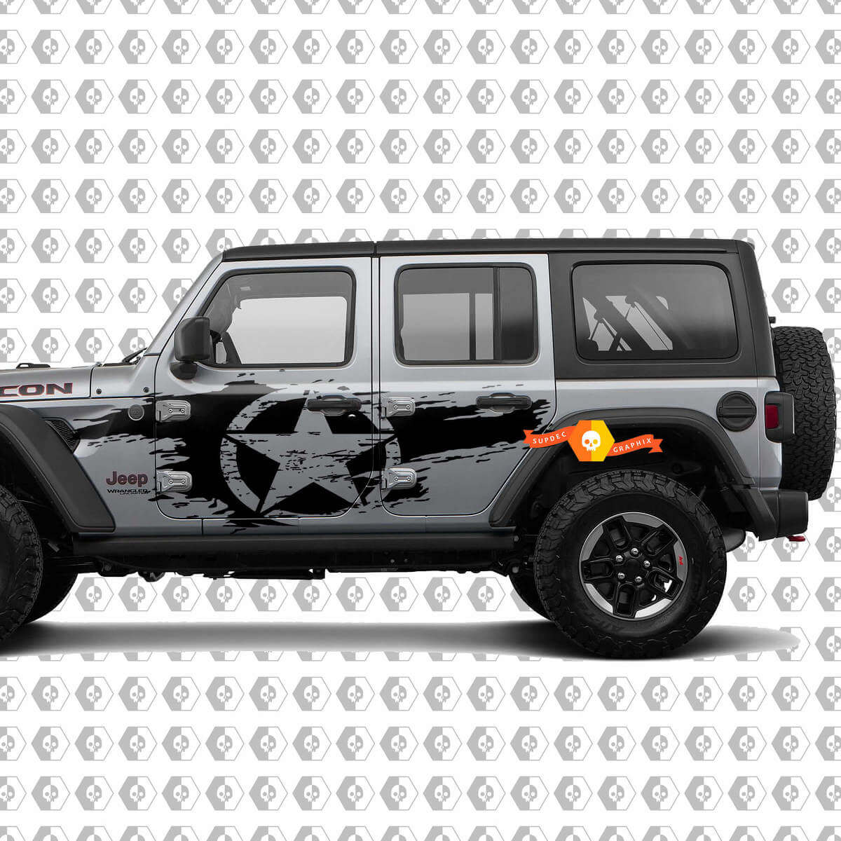 Kit de autocollants latéraux en vinyle étoile vieillie pour Jeep Wrangler Unlimited JL