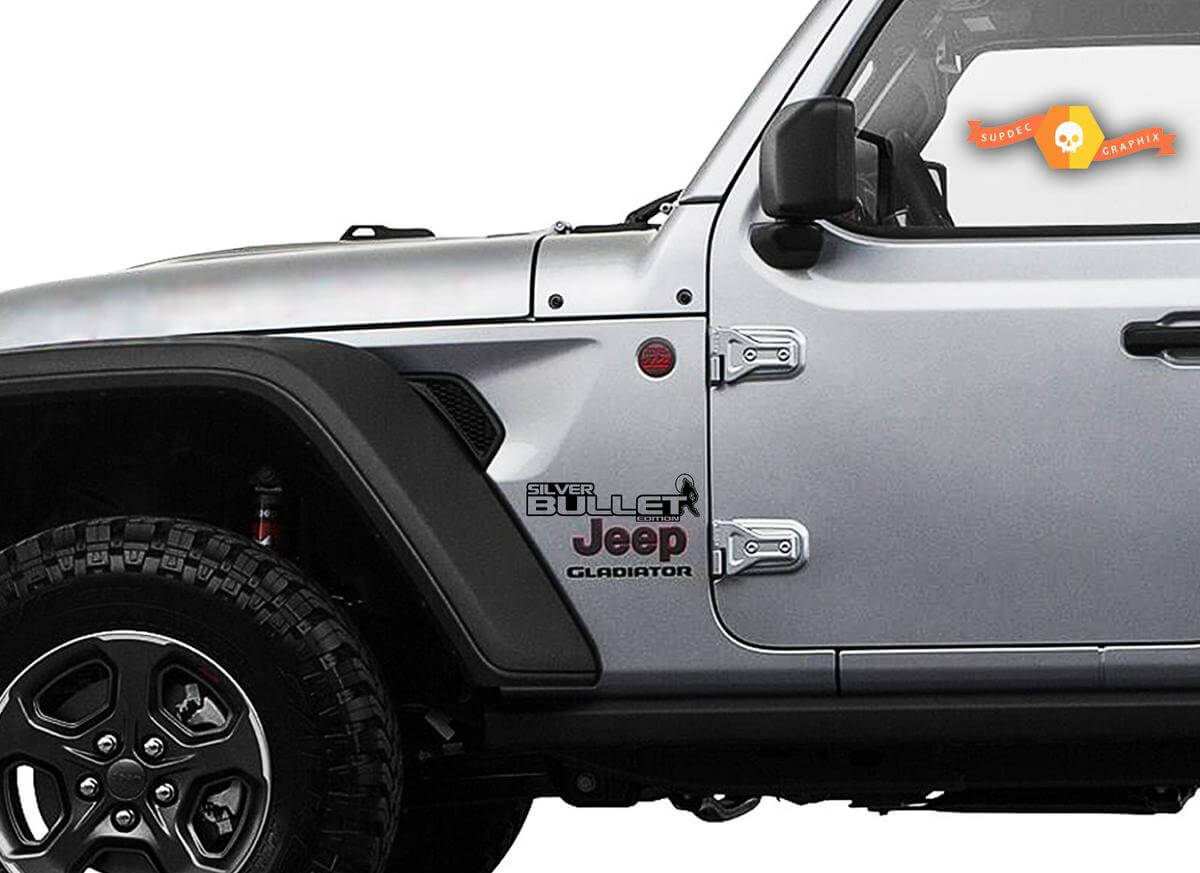 Kit d'autocollants vinyles pour garde-boue édition Silver Bullet pour Jeep Wrangler et Gladiator