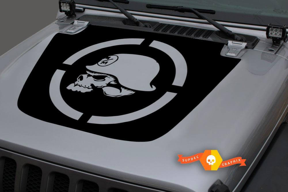 Autocollant en vinyle Military Skull Blackout pour Jeep Wrangler & Gladiator