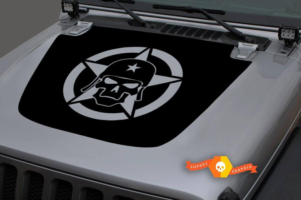 Autocollant Vinyle Tête de Mort avec Étoile Militaire pour Jeep Wrangler et Gladiator
