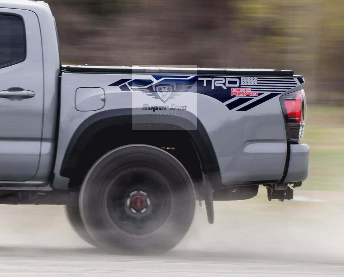 Autocollants en vinyle TRD Off Road Drapeau USA pour bas de caisse Toyota Tacoma Tundra