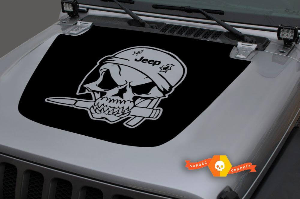 Autocollant en vinyle Capuche Tête de Mort de Guerre pour Jeep Wrangler JL JLU Gladiator JT