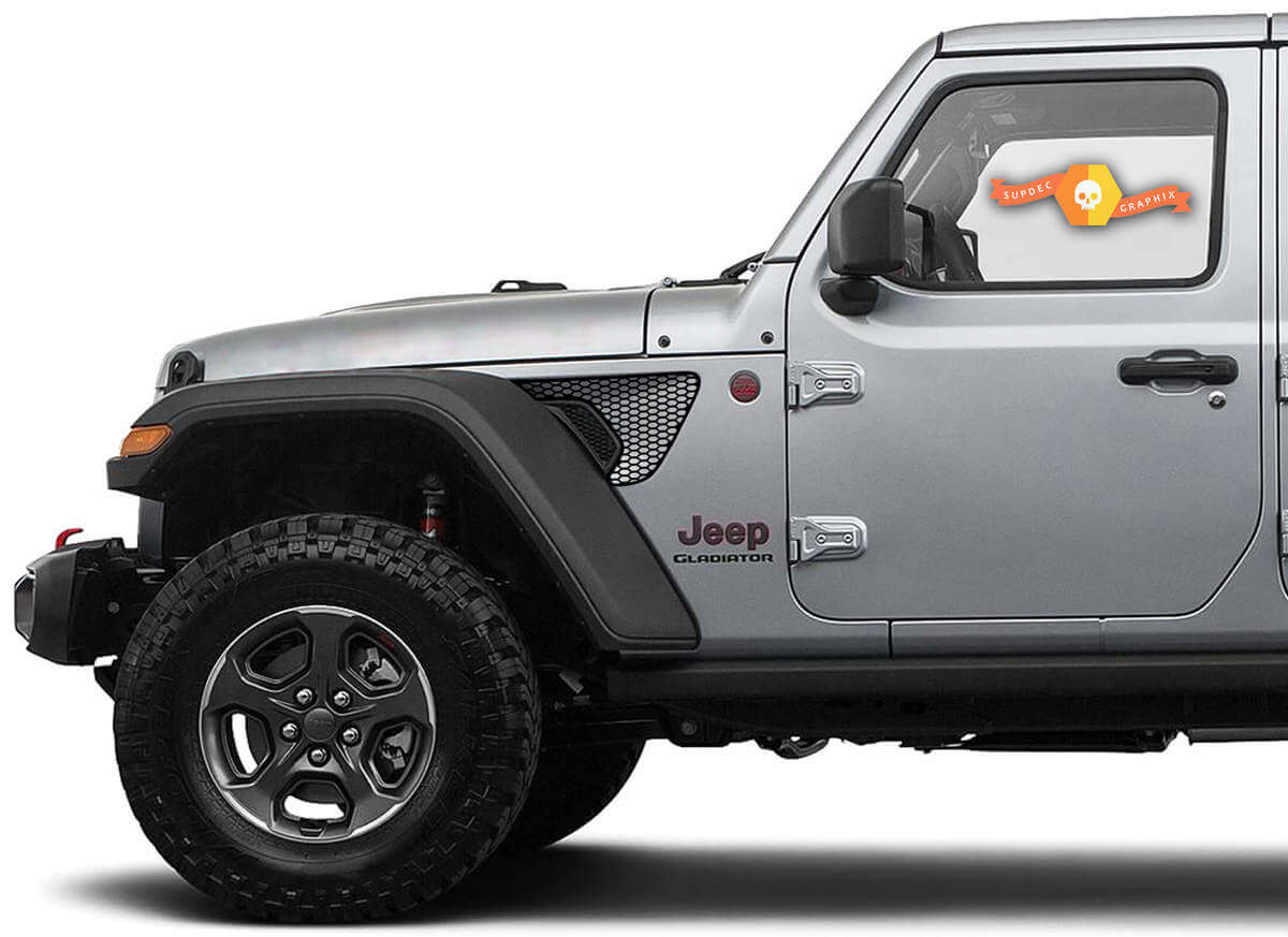 Set d’autocollants en vinyle avec évents en nid d’abeille pour garde-boue Jeep Wrangler Gladiator Rubicon