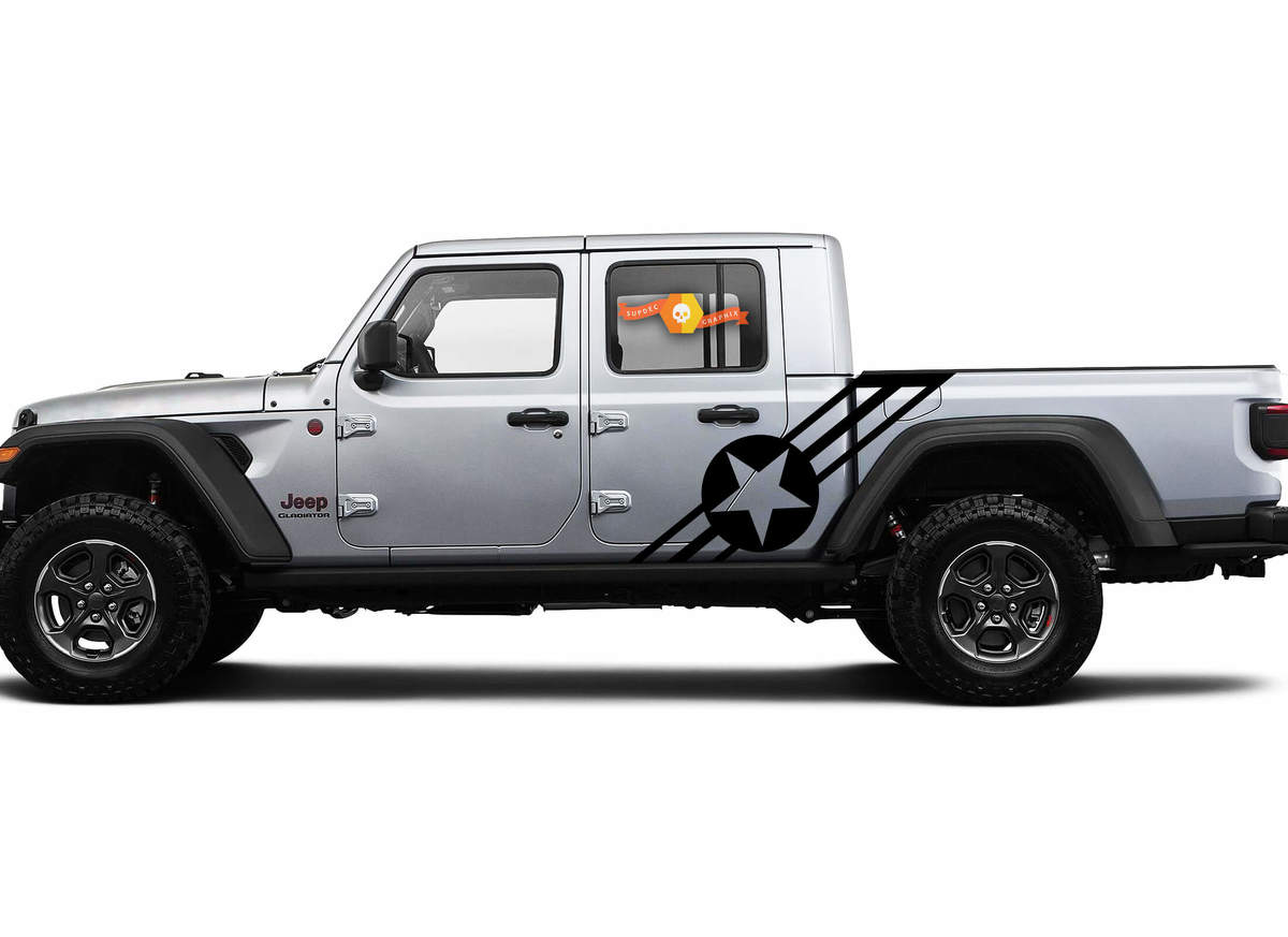 Autocollant en vinyle côté Étoile Armée de la Marine USA pour Jeep Gladiator