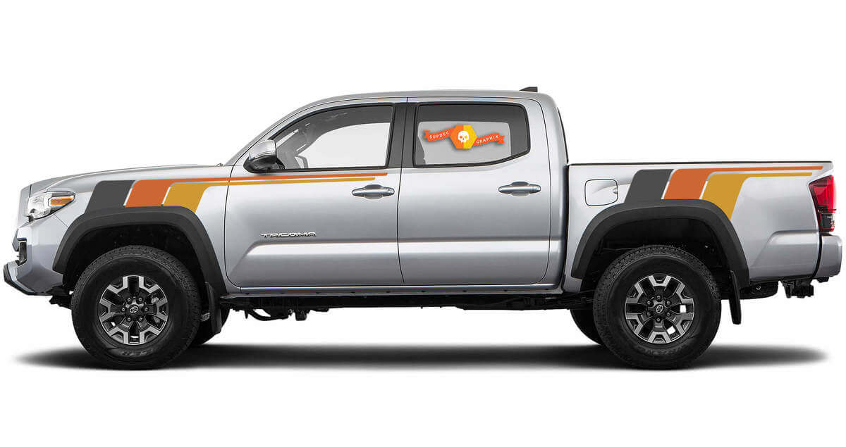 Autocollant Vinyle Latéral à Bandes de Course Vintage pour Toyota Tacoma 2015-2023