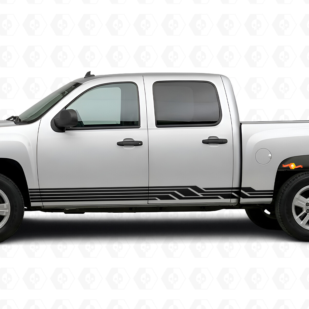Bandes vinyle angulaires éclatantes pour porte et bas de caisse Chevrolet Silverado 1500 GMT900 2007-2013