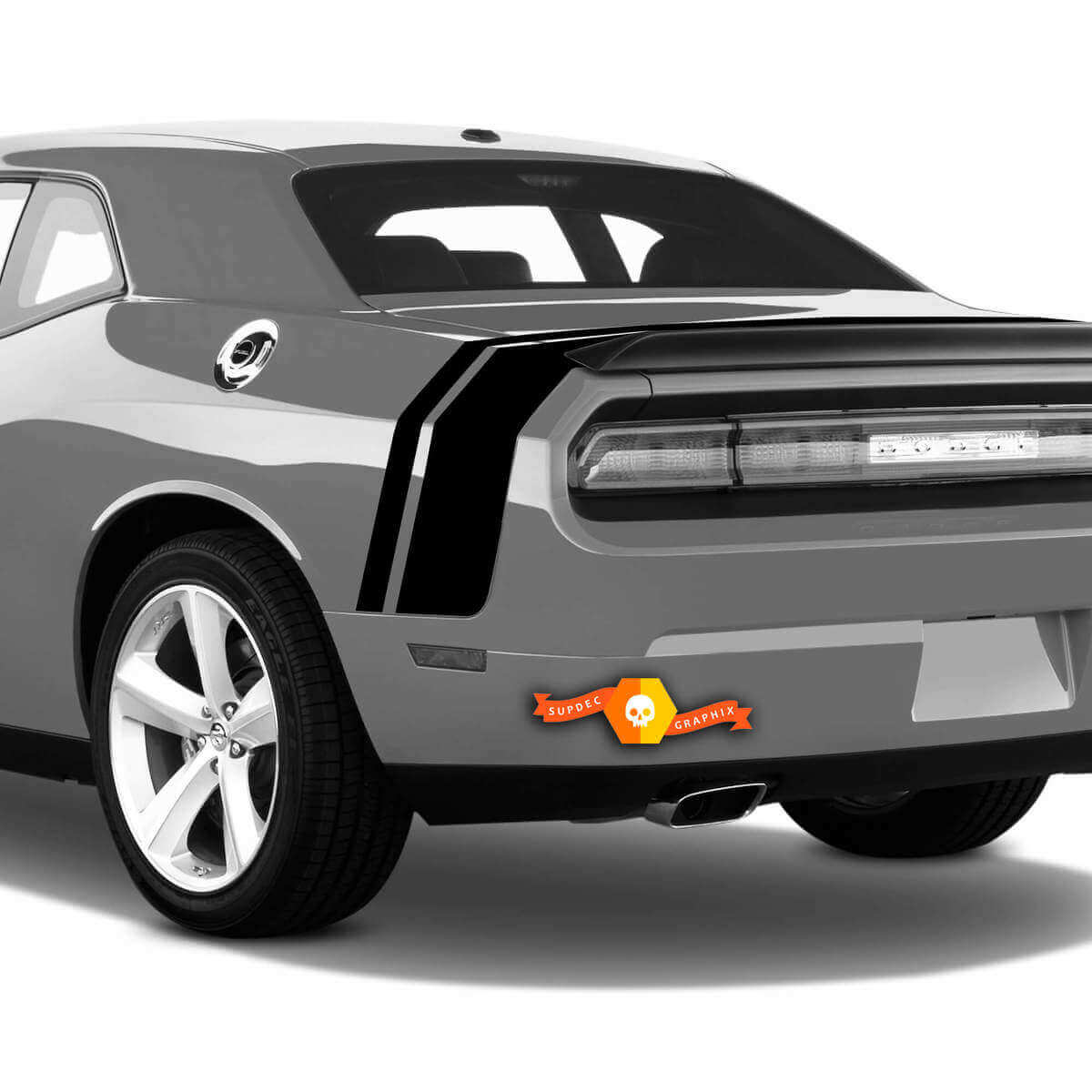 Autocollant vinyle à doubles rayures pour l'arrière latéral et le couvercle de coffre pour Dodge Challenger