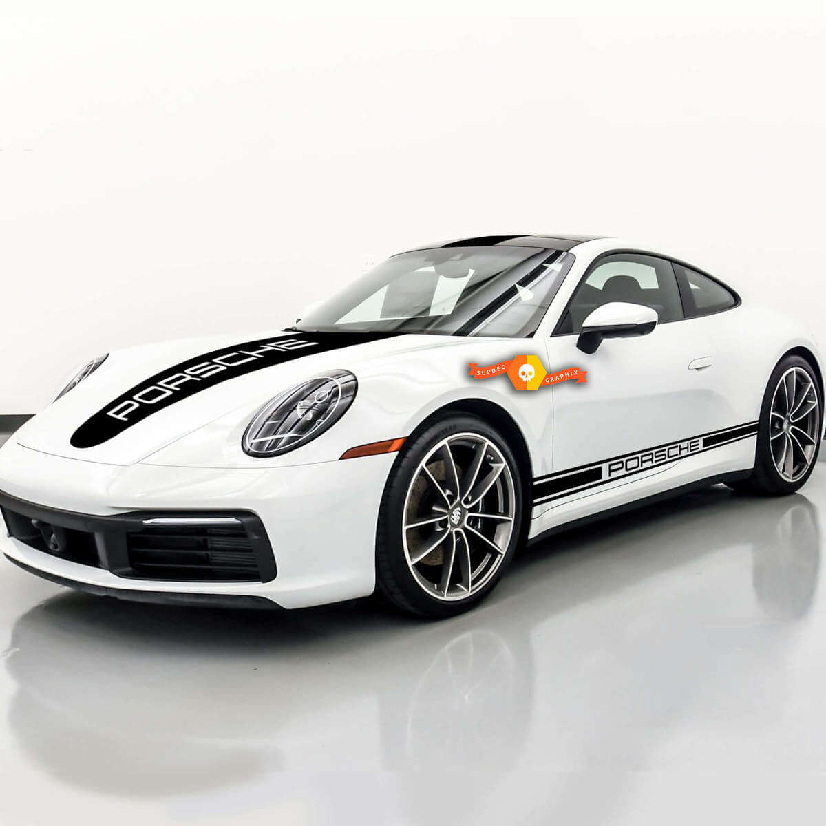 Porsche Kit Autocollants Adhésifs 911 997 GT3 Motorsport Bandes Latérales et Capot Kit Complet Autocollant Autocollant
