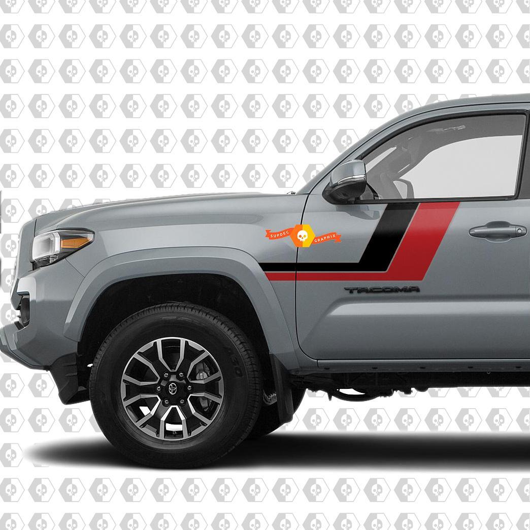 Autocollant vinyl latéral à bandes courbes doubles pour Toyota Tacoma 2016-2020