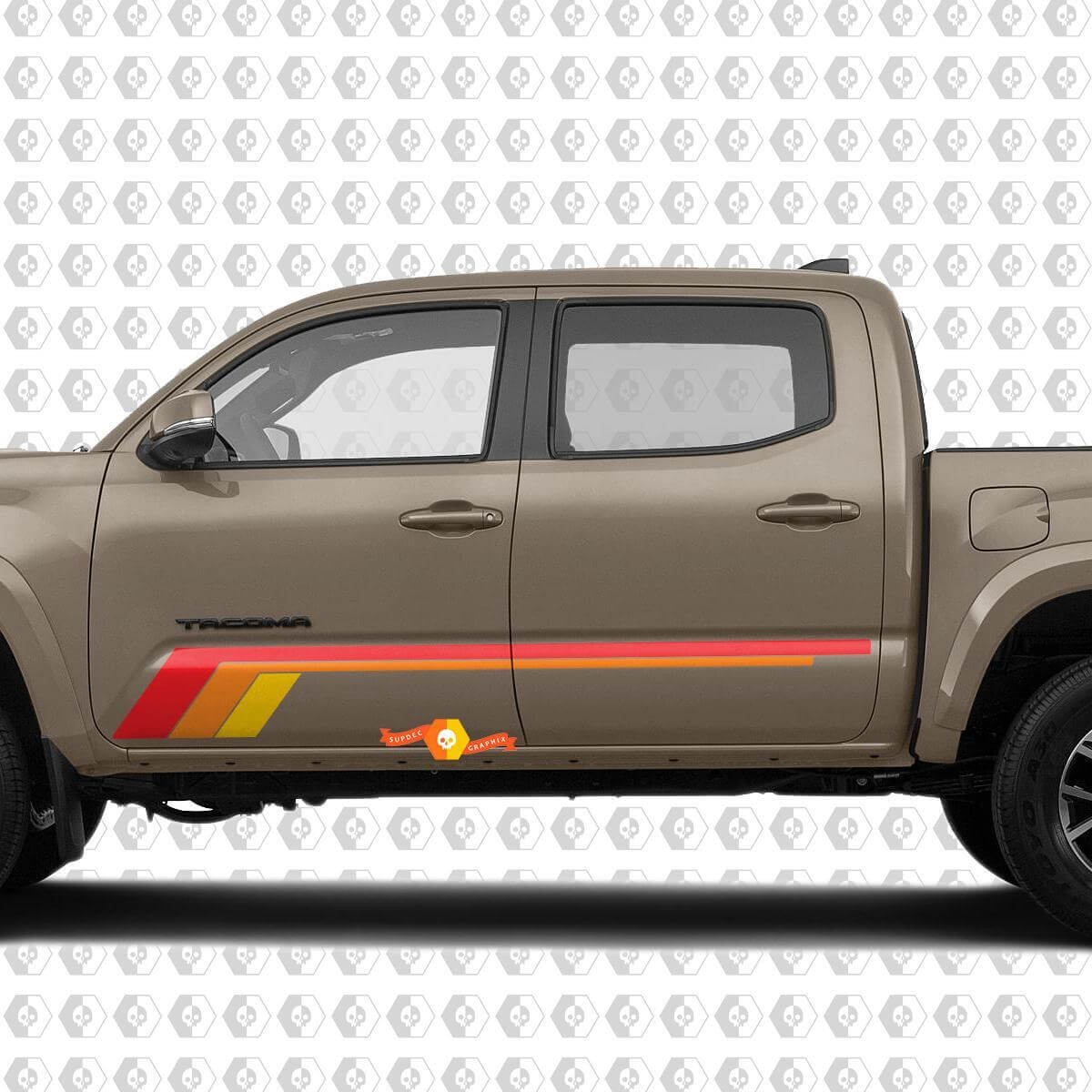 Autocollant Vinyle Décalque Latéral Portière à Rayures Style Vintage pour Toyota Tacoma