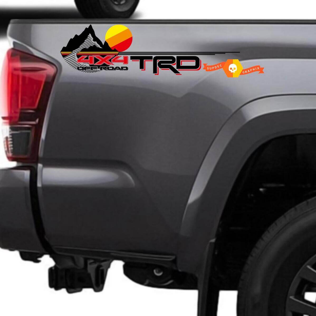 Autocollants vinyle arrière latéraux style vintage Mountains adaptés pour Tacoma Tundra 4Runner
