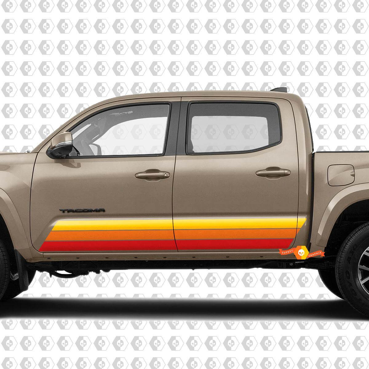 Kit de décalcomanies en vinyle bandes rétro pour bas de caisse Toyota Tacoma 2016-2020