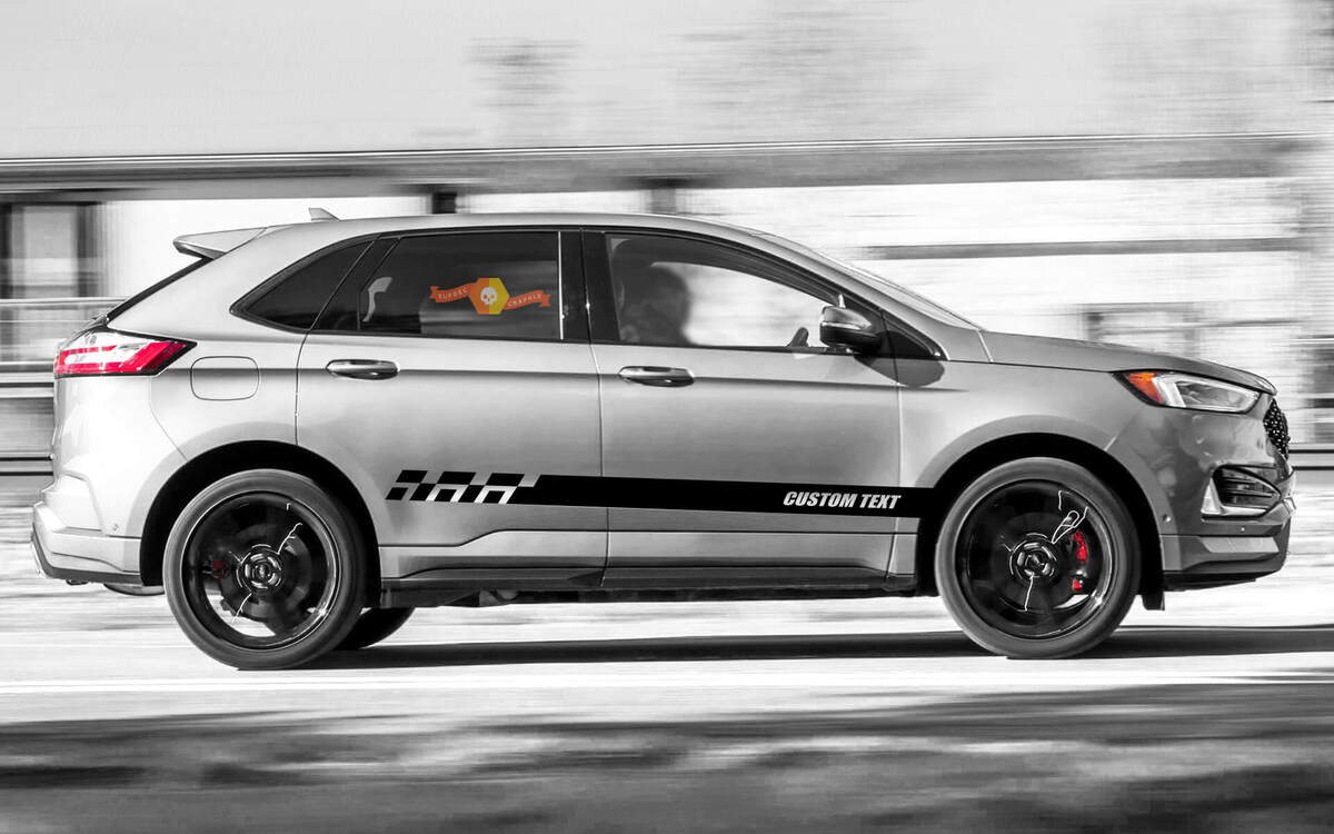 2x côté Ford Edge Vinyl Stripes décalque de corps vinyle graphique autocollant texte personnalisé style 4

