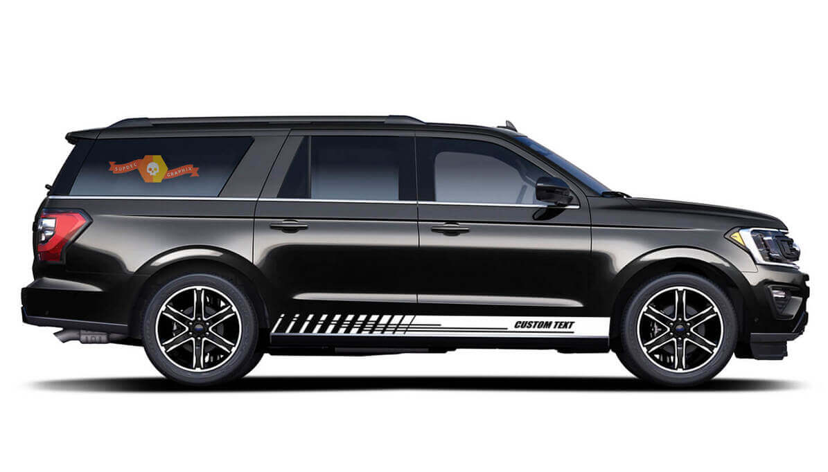 Bandes de course avec texte personnalisé Autocollant en vinyle pour bas de caisse latéral de carrosserie pour Ford Expedition