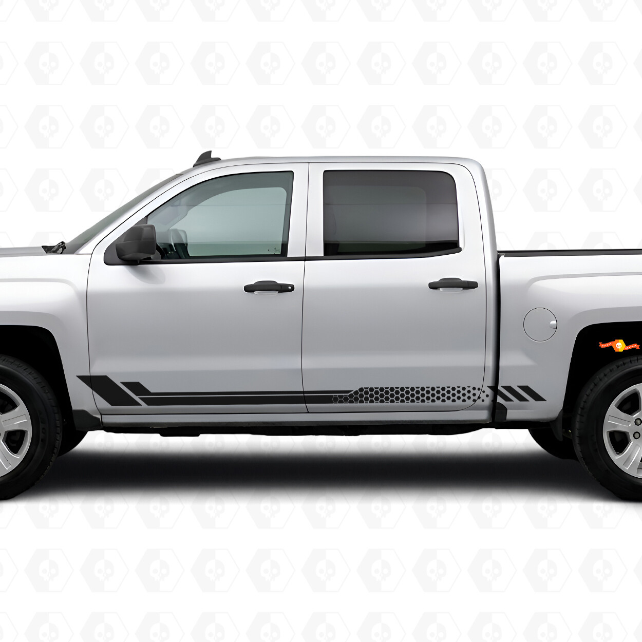Autocollants en vinyle à motif nid d'abeille pour portes et bas de caisse Chevrolet Silverado 1500 K2XX 2014-2019