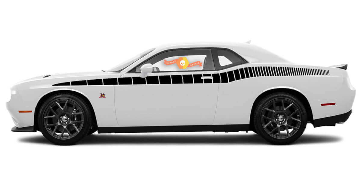 2008 et plus Dodge Challenger Style complet Bodyline Strobe Racing Stripe Kit 3
