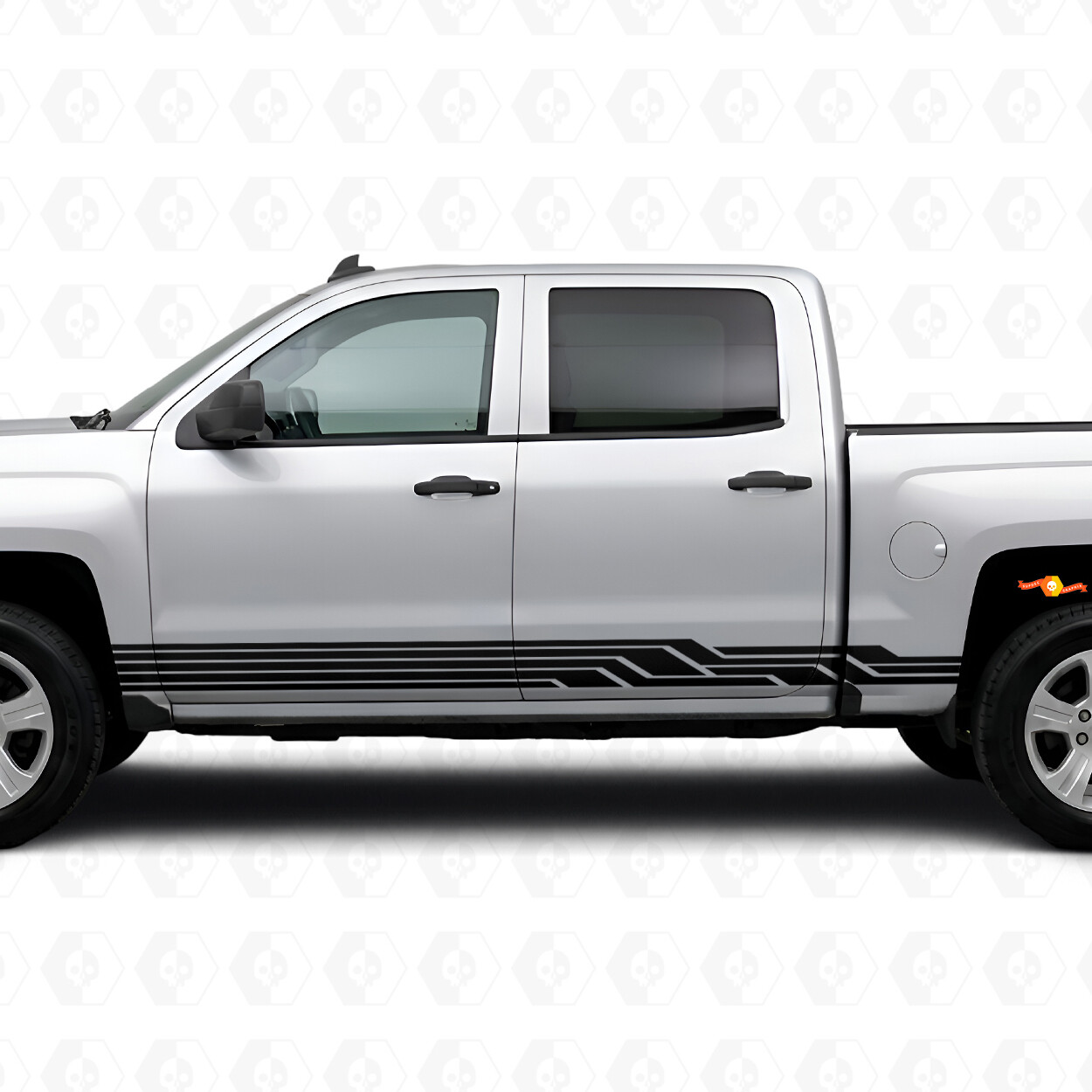 Bandes en vinyle angulaires éclairs pour portes et bas de caisse Chevrolet Silverado 1500 K2XX 2014-2019