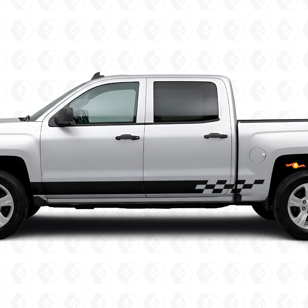 Bandes vinyle damier Lightning pour porte et bas de caisse Chevrolet Silverado 1500 K2XX 2014-2019