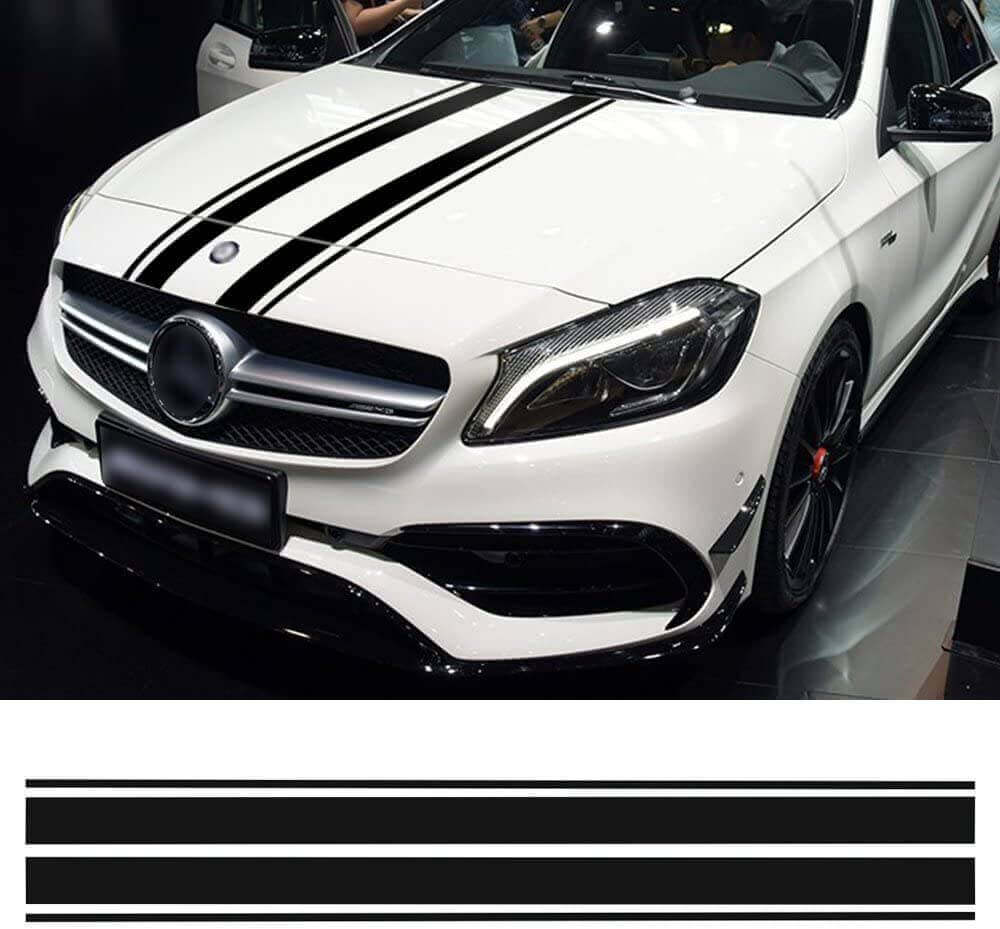 Autocollant Vinyle Bande Centrale Double pour Capot Mercedes-Benz Classe A Classe C AMG