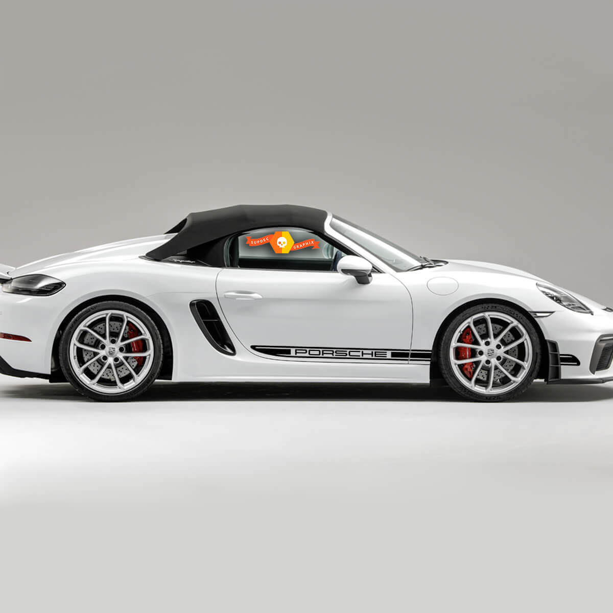 Kit de décalcomanies en vinyle avec bandes latérales de marque pour Porsche 718 Spyder