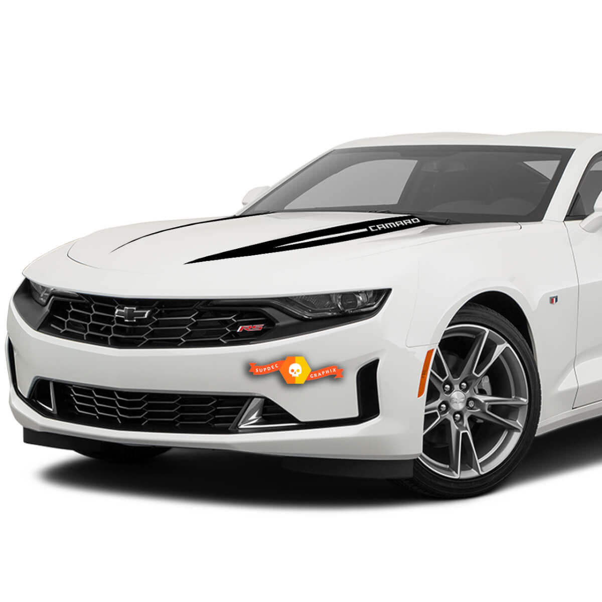 2 autocollants Chevrolet Camaro Hood Widow Spike pour : 2019 - 2020 Chevrolet Camaro Chevy Graphics Stripes autocollants.

