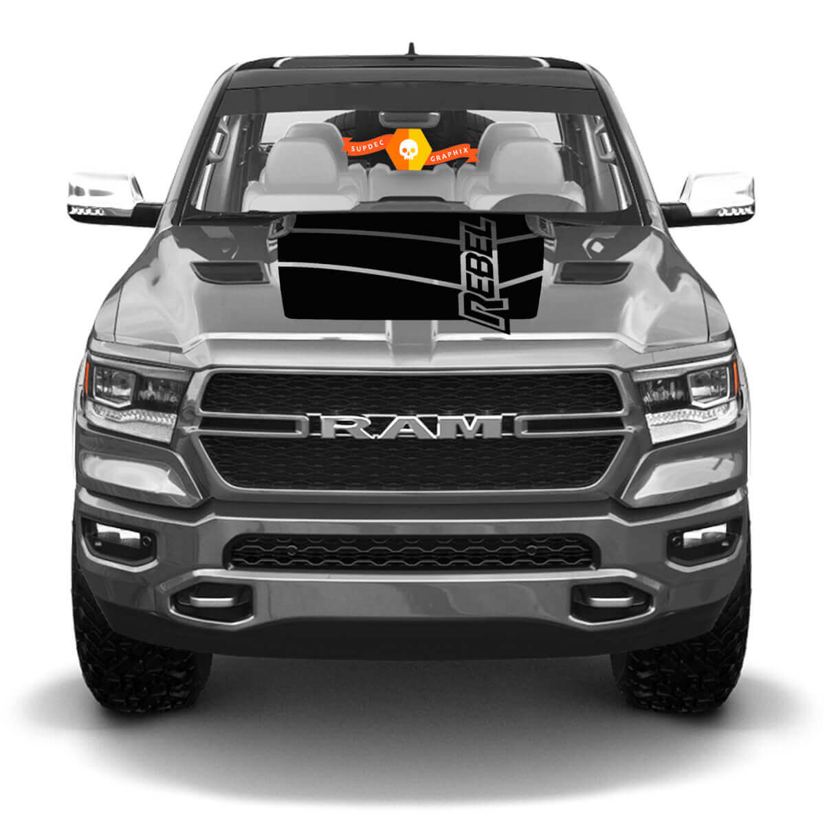 Autocollant en vinyle bandes capot lettrage Rebel pour Dodge Ram Rebel