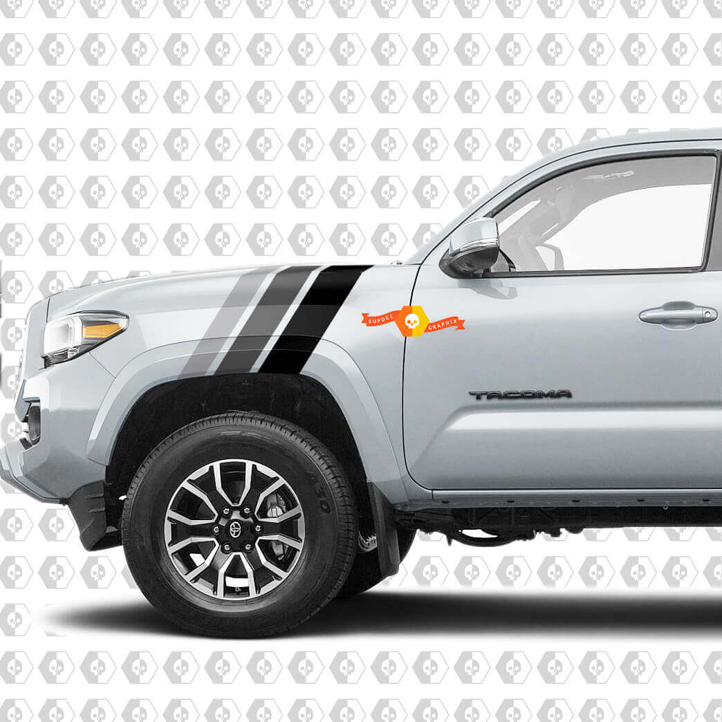 Autocollants Vinyle Rétro Monochrome pour Garde-Boue Avant Capot pour Toyota Tacoma 2016-2020