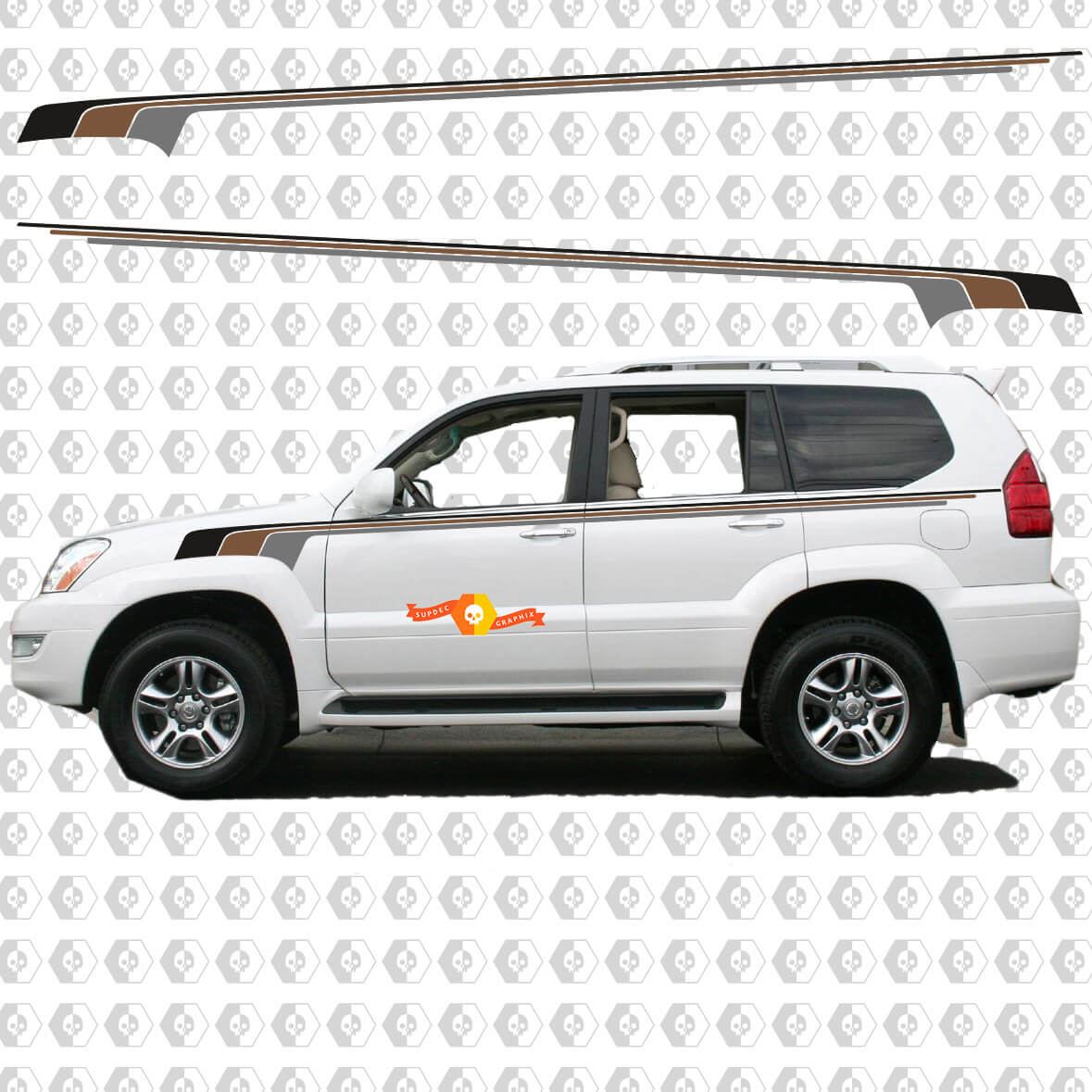 Lexus GX470 Rétro vintage Rayures Autocollant latéral Autocollant graphique
