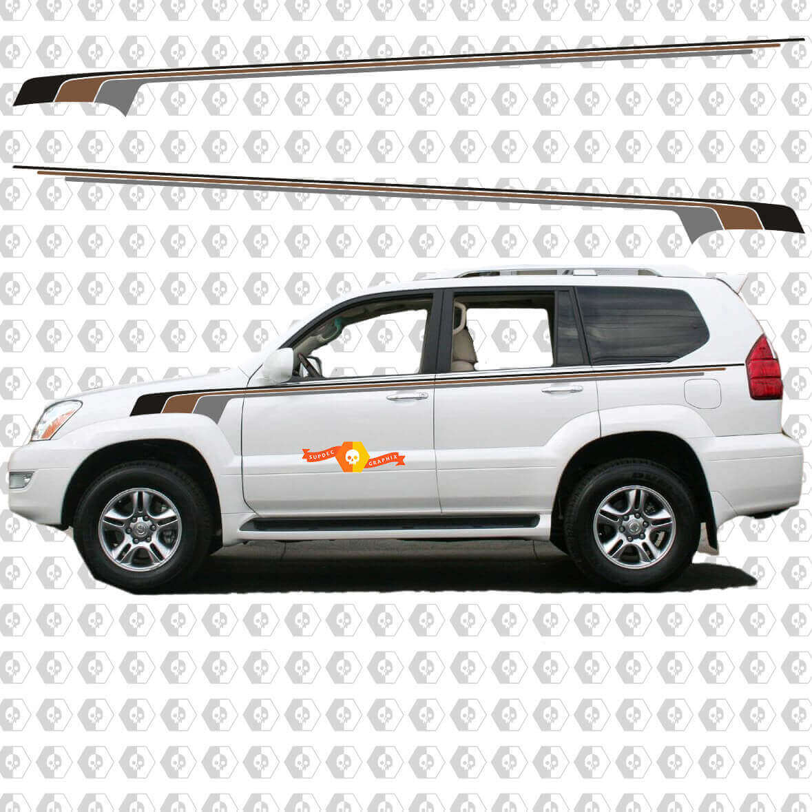 Autocollants Latéraux en Vinyle Rayures Rétro Vintage pour Lexus GX470
