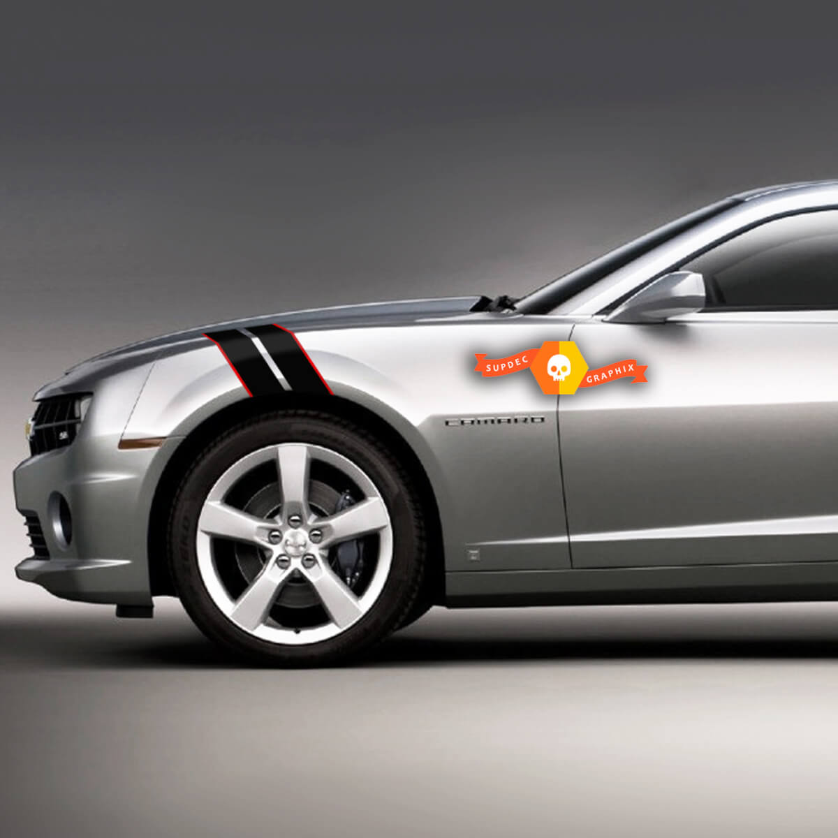 2 autocollants graphiques à rayures pour garde-boue Chevrolet Camaro, 2 couleurs, 4 pouces, adaptés à toute l'année Camaro 2010 – 2020
