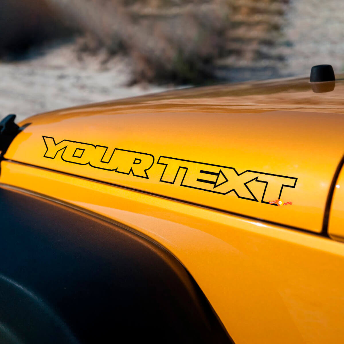 Paire d'autocollants vinyle avec texte contour personnalisé pour capot de Jeep Wrangler