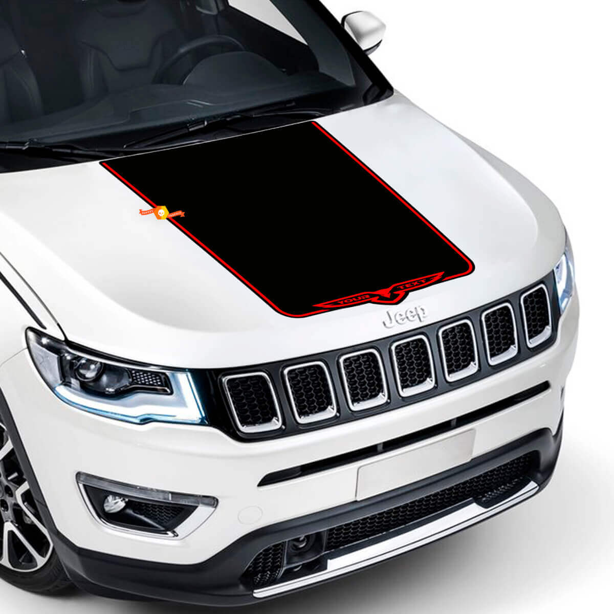 Autocollant en vinyle style Faucon personnalisé pour capot Jeep Compass Trailhawk 2017-2020