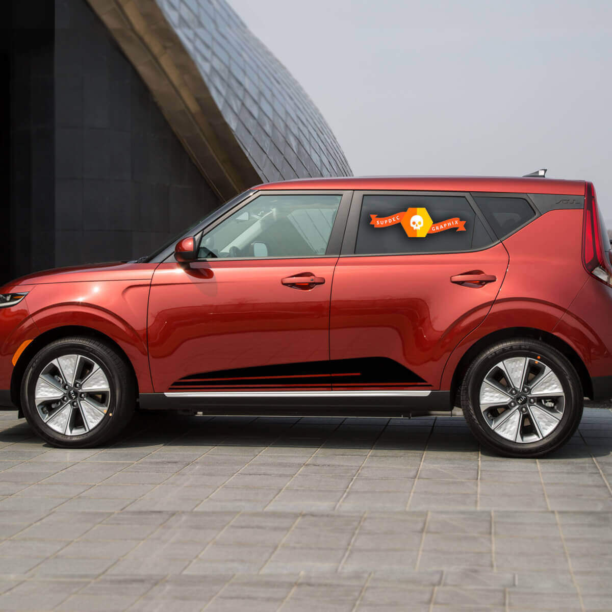 Autocollants de panneau de bascule inférieur latéral, autocollants à rayures graphiques en vinyle pour Kia Soul
